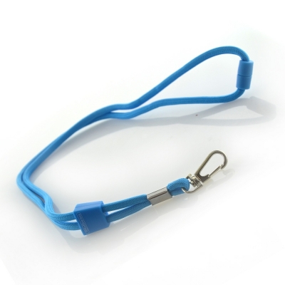 Snur textil Lanyard, Office box rotund albastru deschis, 0.5 x 90 cm
